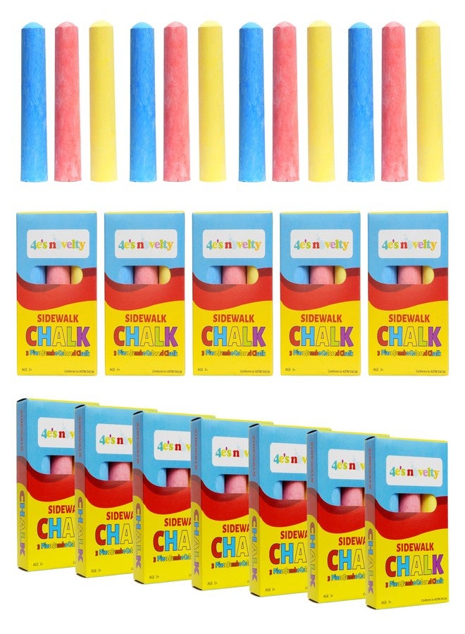 4E's Novelty 12 Boxes Sidewalk Chalk Individually Wrapped Party Favors for Kids Bulk, 3 Jumbo Sticks In Each Box, Easter Basket Stuffers, Goodie Bag Fillers Toddlers Summer Gift Toy - Image 1